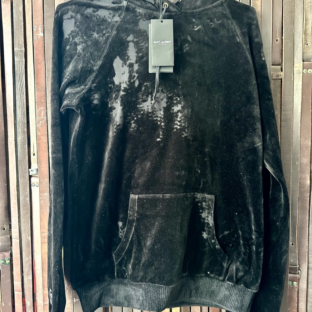 Saint Laurent Black Velvet Sweatshirt original $1,350